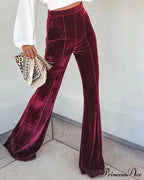 Casual Velvet High Waist Flared Pants image 1