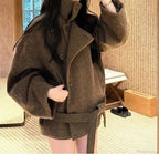 Casual Wool Lace-Up Stand Collar Overcoat image 2