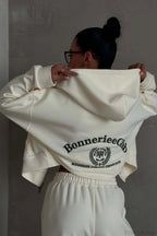 Casual Zip Hooded Embroidered Sweatpants Two Piece Set image 2