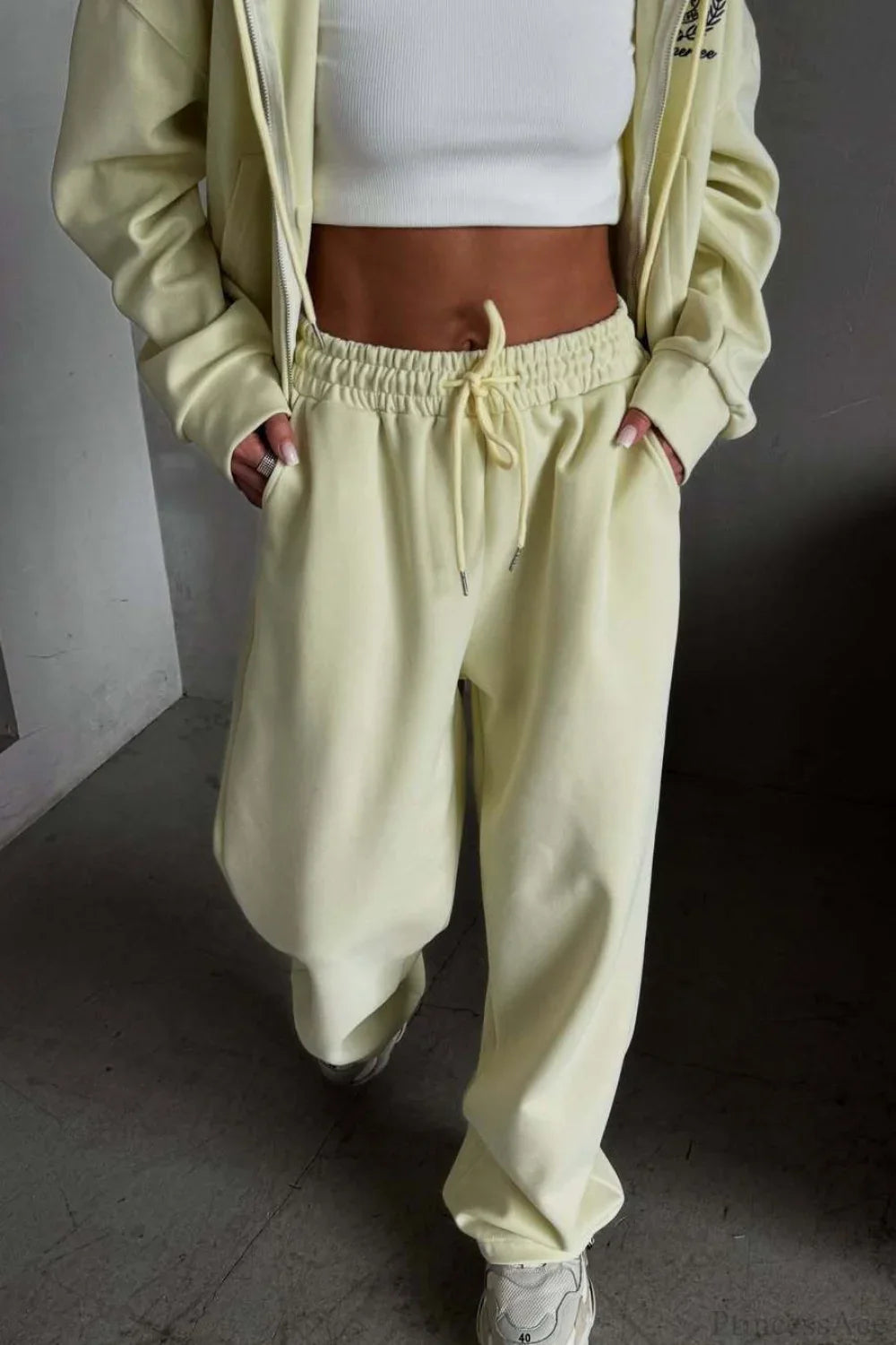 Casual Zip Hooded Embroidered Sweatpants Two Piece Set image 10