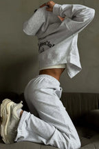 Casual Zip Hooded Embroidered Sweatpants Two Piece Set image 7