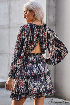 Causal Loose Solid Color Pleated Classic V-Neck Long Puff Sleeves Sweater Dress image 17