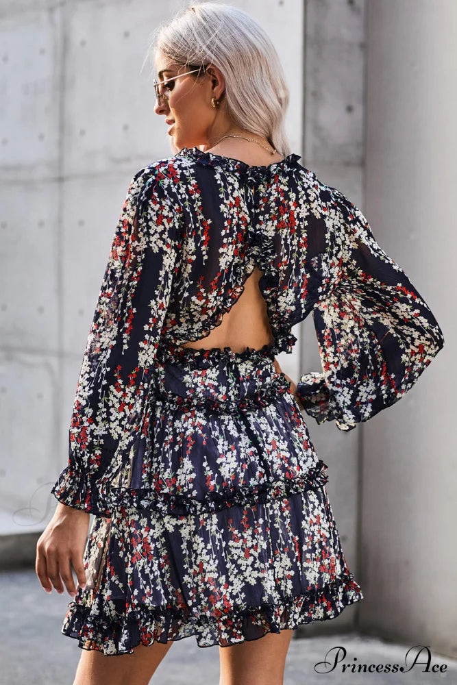 Causal Loose Solid Color Pleated Classic V-Neck Long Puff Sleeves Sweater Dress image 17