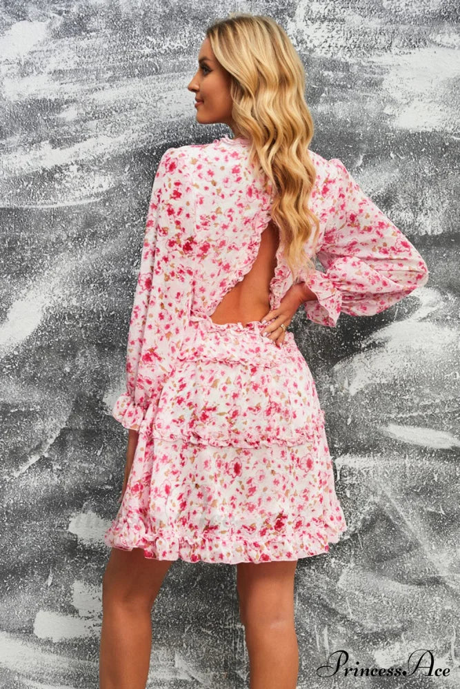 Causal Loose Solid Color Pleated Classic V-Neck Long Puff Sleeves Sweater Dress image 5