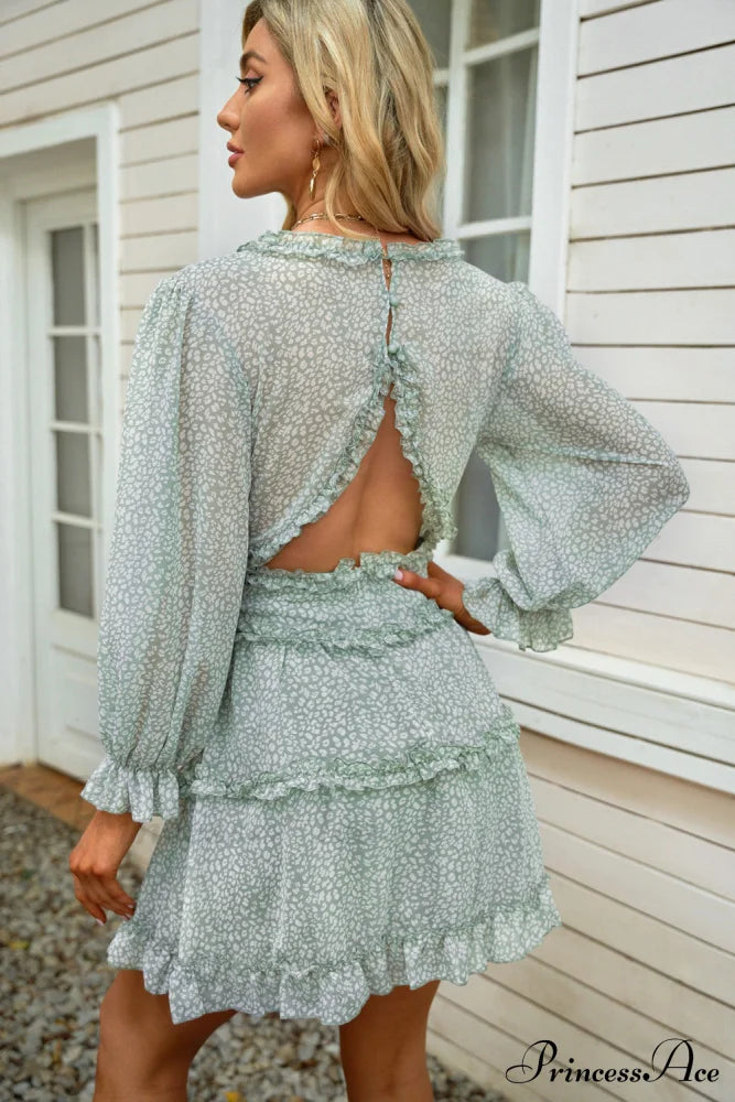 Causal Loose Solid Color Pleated Classic V-Neck Long Puff Sleeves Sweater Dress image 19