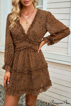 Causal Loose Solid Color Pleated Classic V-Neck Long Puff Sleeves Sweater Dress image 25