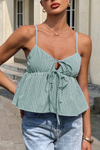 Striped Tie Up Sexy Cami Top image 9
