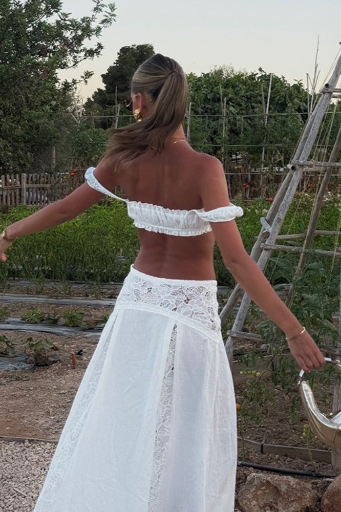Solid Cutout Waist Bikini Cover Up Beach Skirt Set image 6