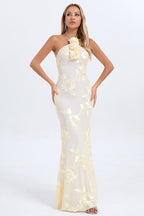 Halter Floral Foil Print Maxi Dress image 4