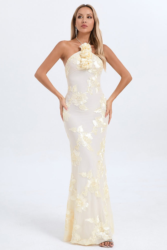 Halter Floral Foil Print Maxi Dress image 4