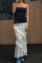 Lace Insert Bodycon Maxi Skirt image 2