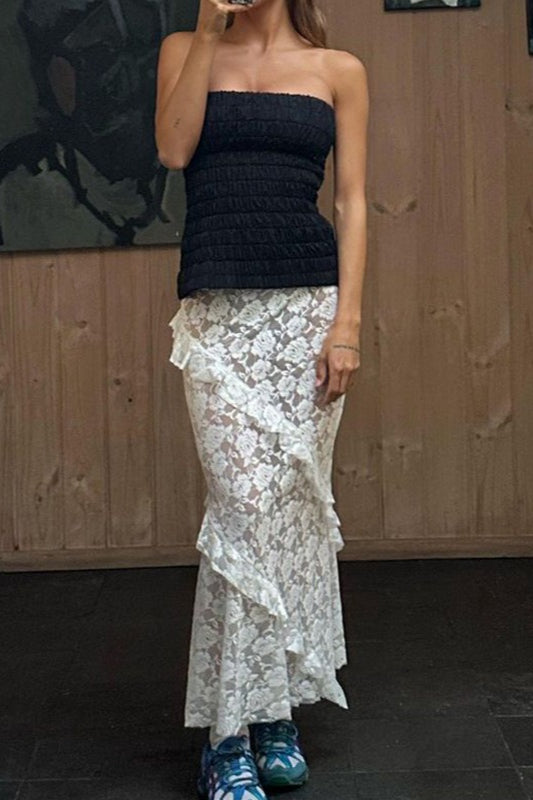 Lace Insert Bodycon Maxi Skirt image 2