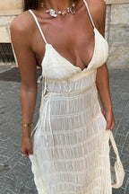Spaghetti Strap Deep V Boho Dress image 4