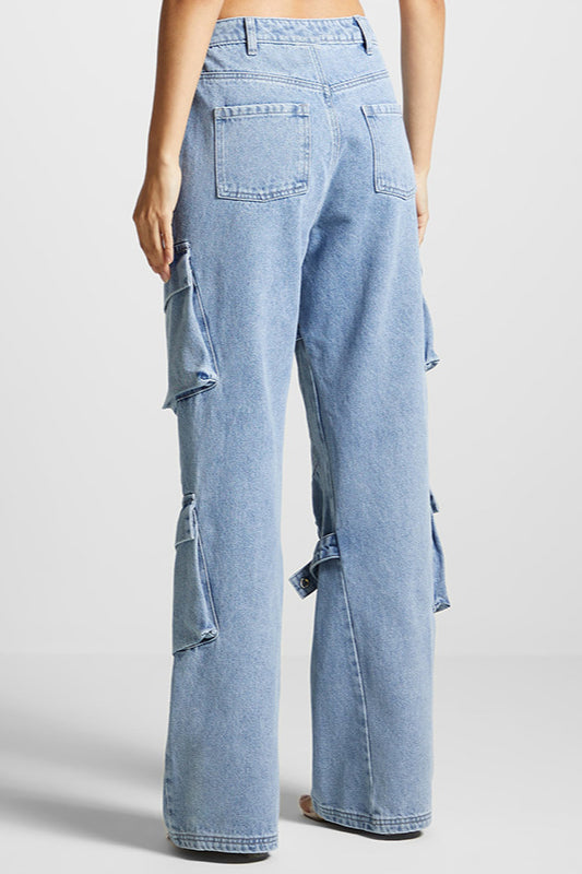 Vintage High Waist Pocket Detail Straight Leg Cargo Pant image 3