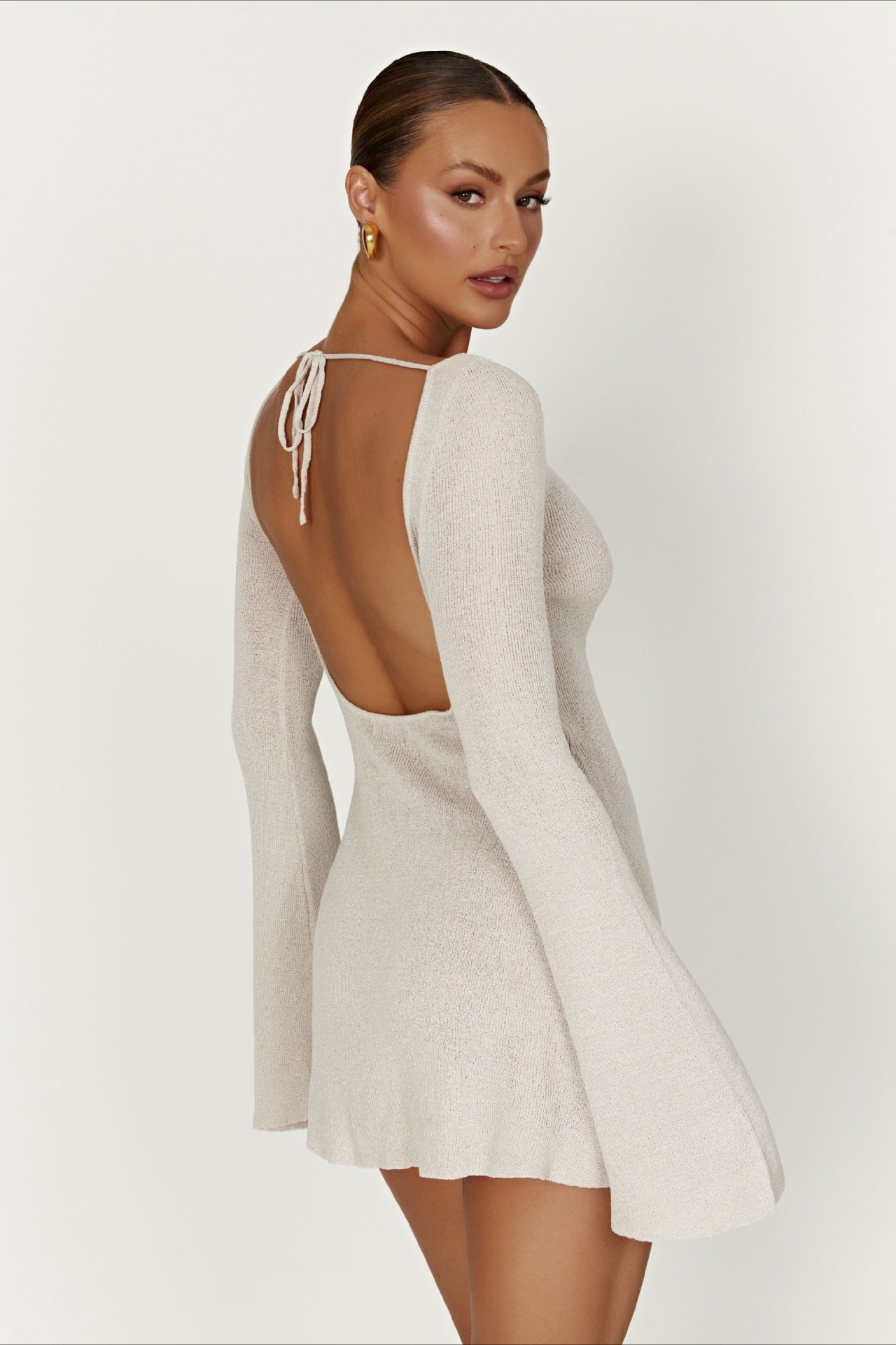 Bell Sleeve Knit Sweater Dress image 1