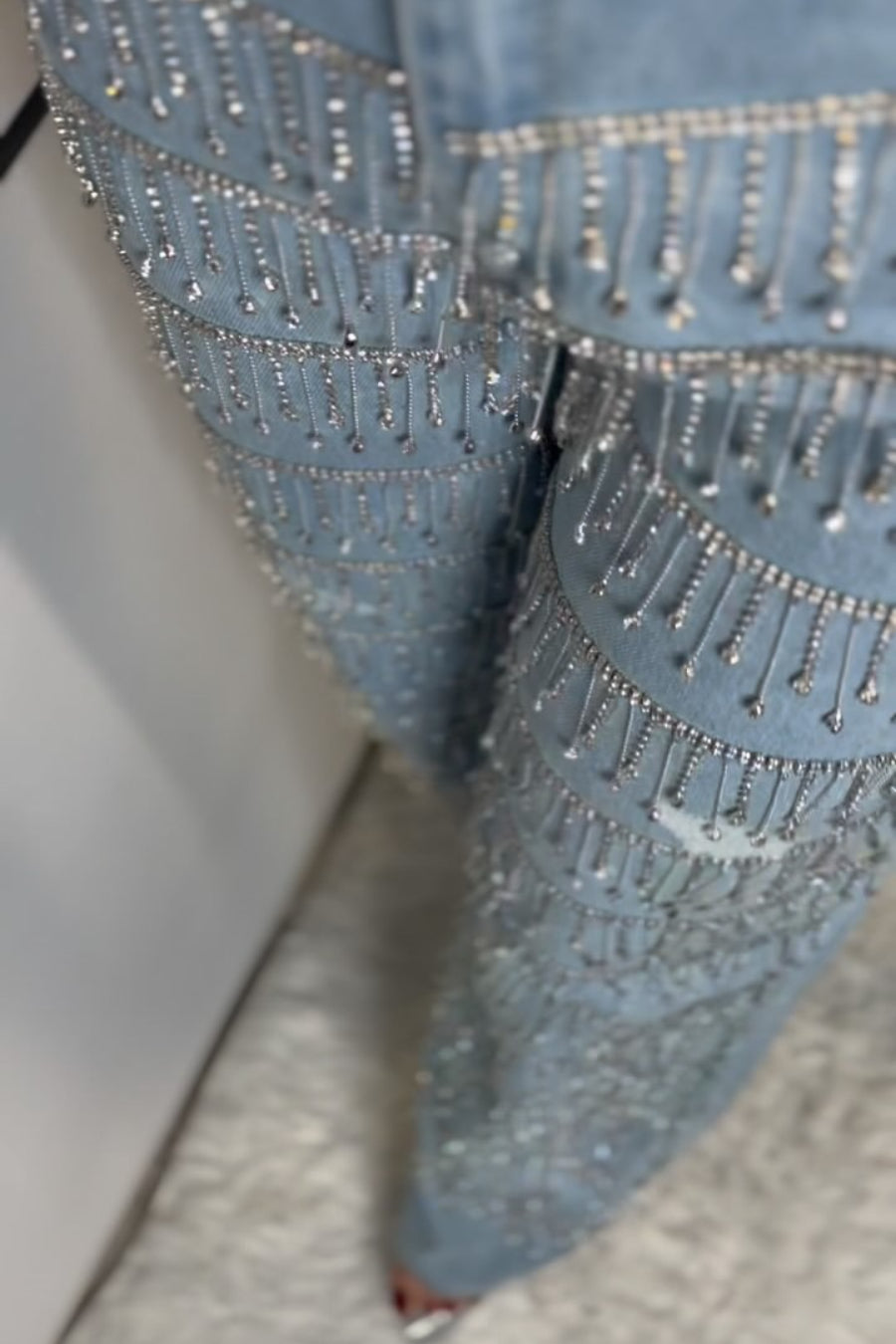 Rhinestone Tassel Straight Leg Jeans image 5