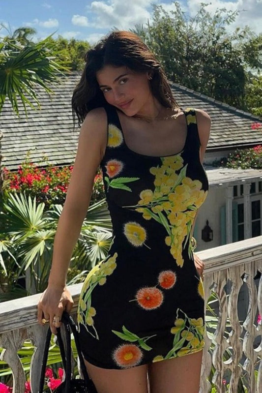 Floral Cami Ruched Bodycon Mini Dress image 1