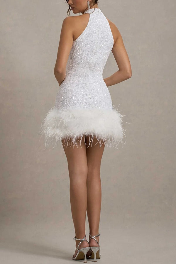 Shiny Fuzzy Sequin Bodycon Party Dress image 6
