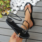 Ines Toe-Loop Sandals detail view styled for Avrienne