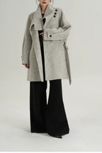 Chic Solid Wool Warm Loose Mock-neck Coat image 8