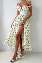 Floral Cami Tie High Waist Slit Midi Dress image 1