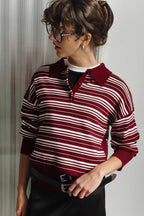 Vintage Striped Knit Polo Sweater image 28
