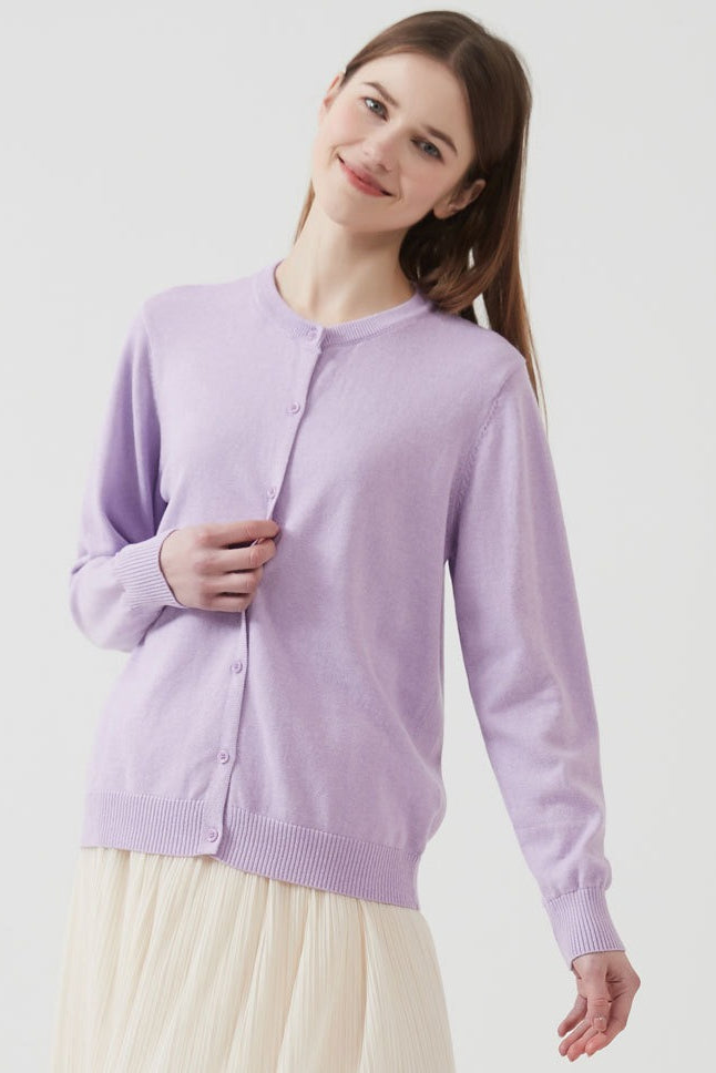 Cotton Crew-Neck Lightweight Knit Outerwear Cardigan image 9