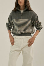 Striped Half Zip Knit Pullover Sweater image 13