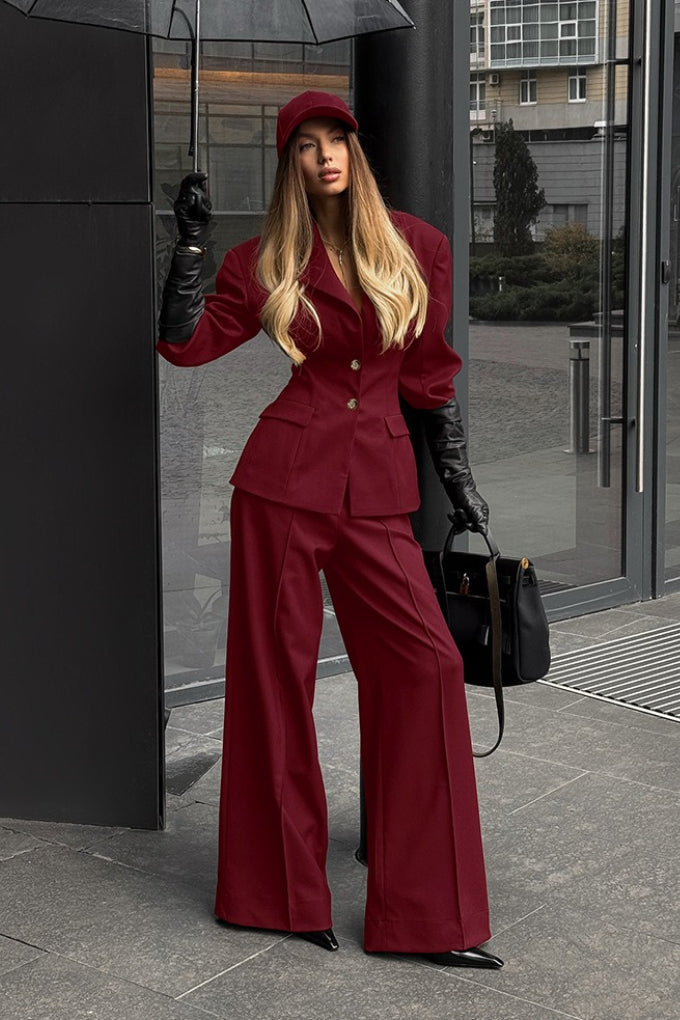 Vintage Polished Lapel Tailored Button Two Piece Set image 1
