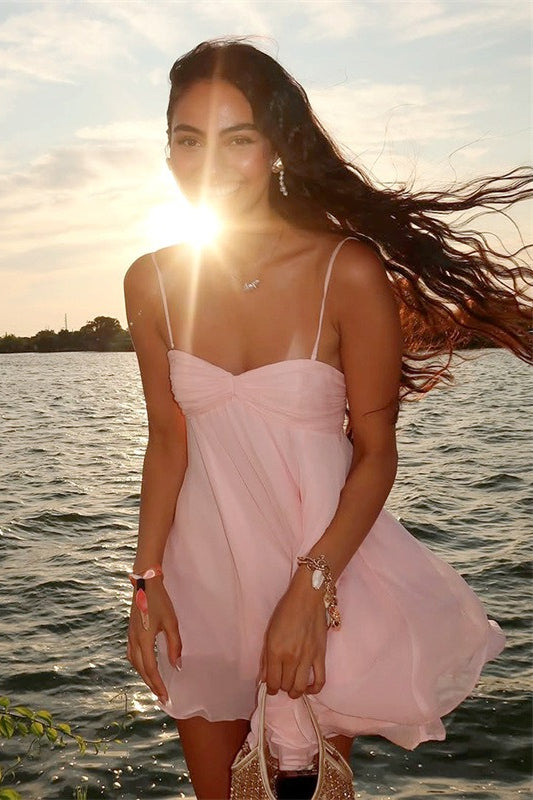 Off Shoulder Flowy Chiffon Cami Mini Dress image 4