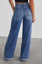 Solid Minimalist Washed Wide Leg Jeans image 1