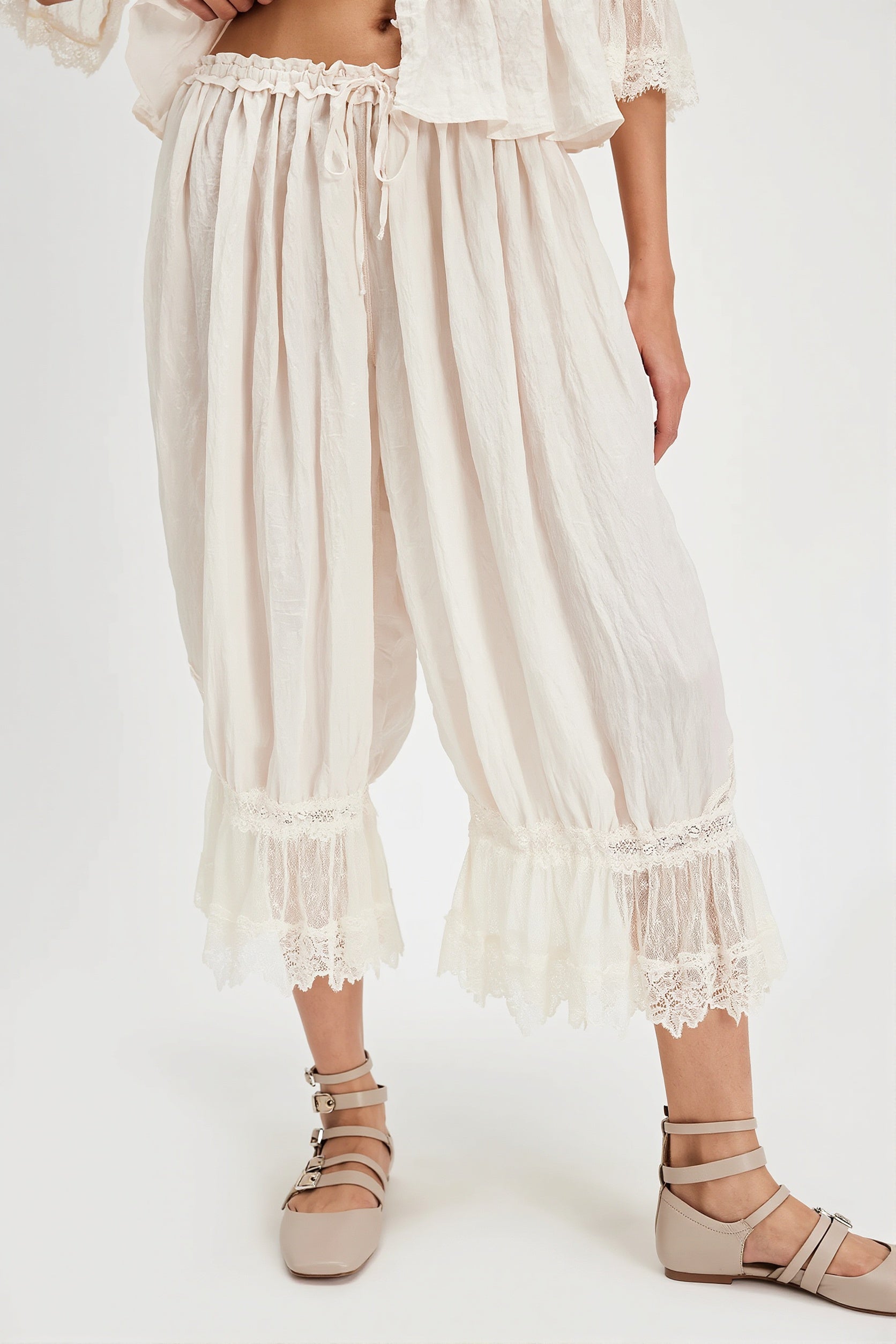 Hollow Out Lace Tie Casual Pants image 2