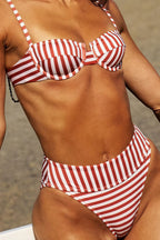 Chic Striped Lace Up Underwire Two Piece Bikini Sets image 2