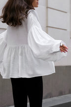 Vintage Baby Collar Pleated Puff Sleeve Blouse image 5