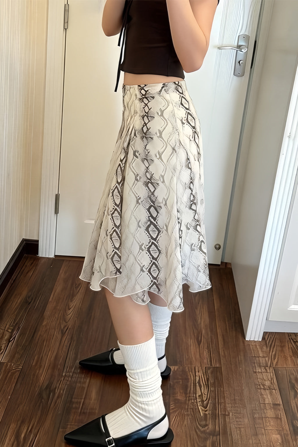 Snake Print Irregular A Line Skirt image 4
