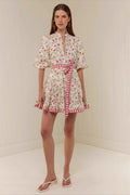 Casual Linen Lace-up Belted Summer Beach Mini Dress image 1
