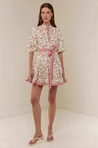 Casual Linen Lace-up Belted Summer Beach Mini Dress image 1