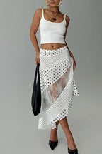 Sheer Polka Dot Asymmetrical Skirt image 2