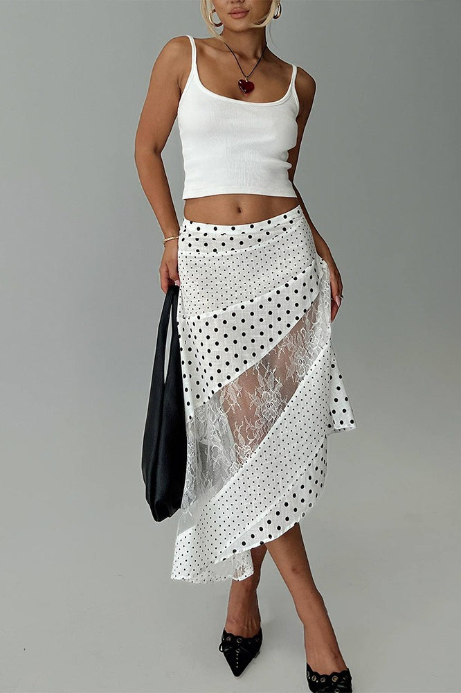 Sheer Polka Dot Asymmetrical Skirt image 2