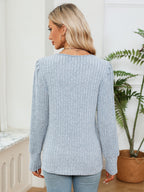 Rosalie Lace Ribbed Blouse detail view styled for Avrienne