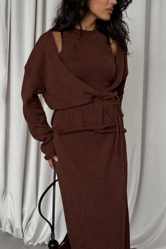 Tie Front Knit Set Sweater Dress image 5