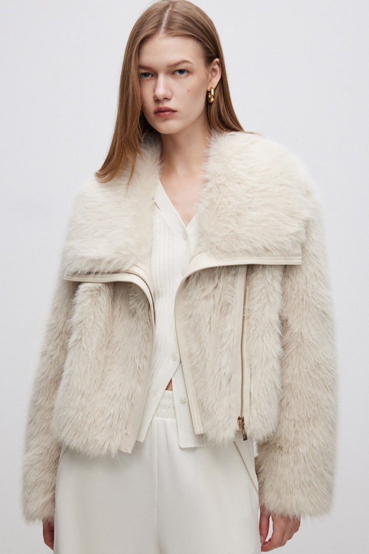 Plush Paneled Thick Warm Notch Collar Coat image 2
