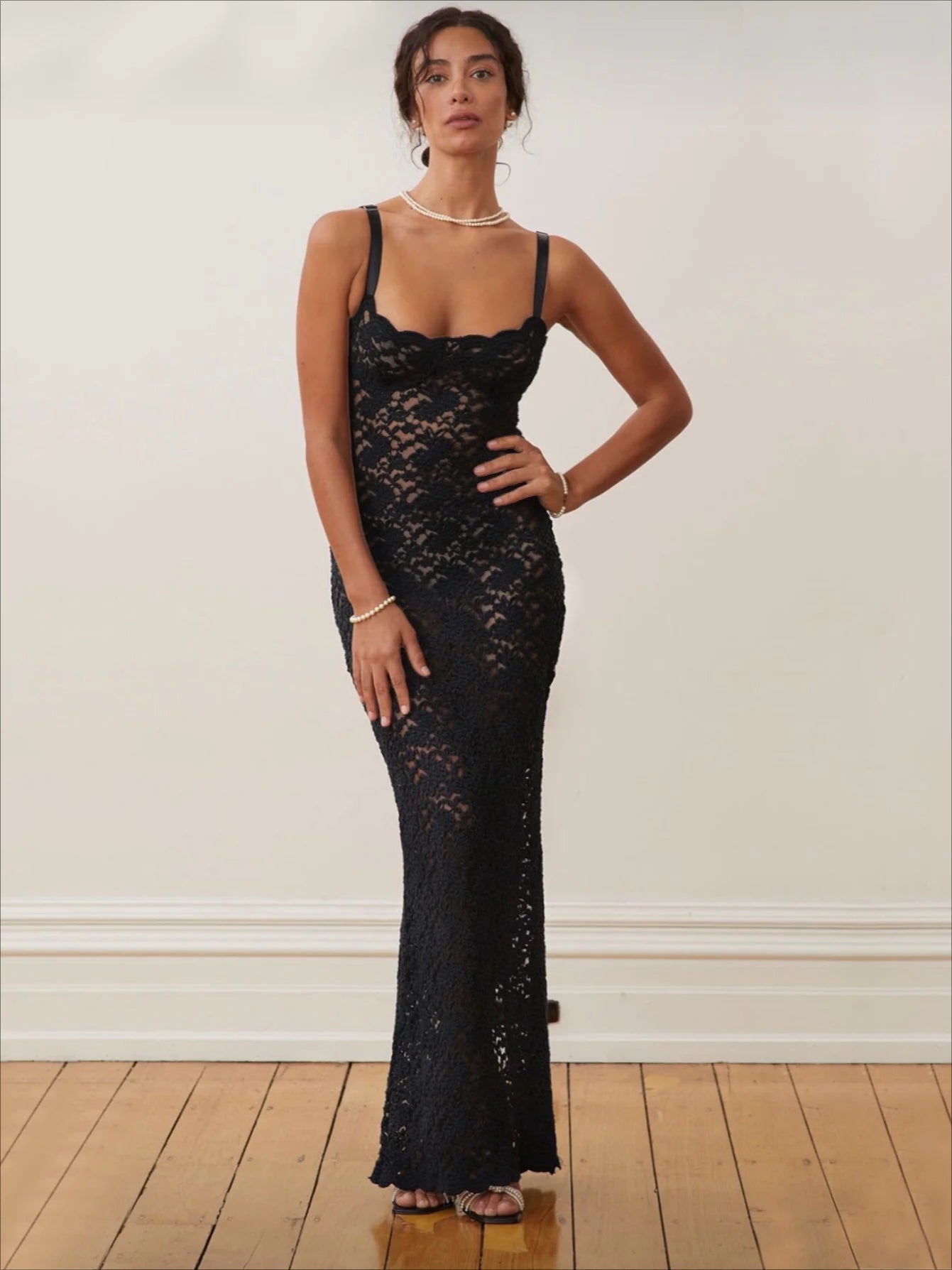 Off-Shoulder Sheer Lace Slim Fit Party Dress image 4