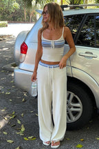 Striped Color Block Knit Casual Two Piece Set image 5