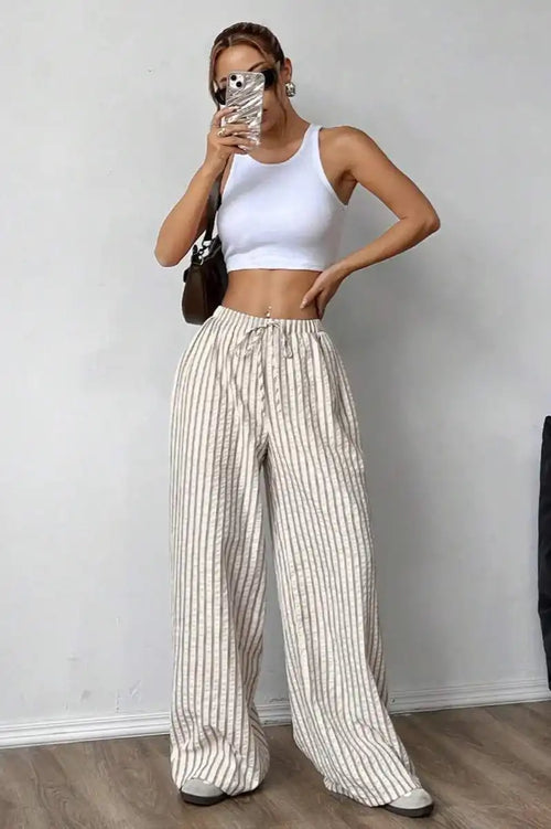 Chic Color Block Pleated Pants With Pockets image 2