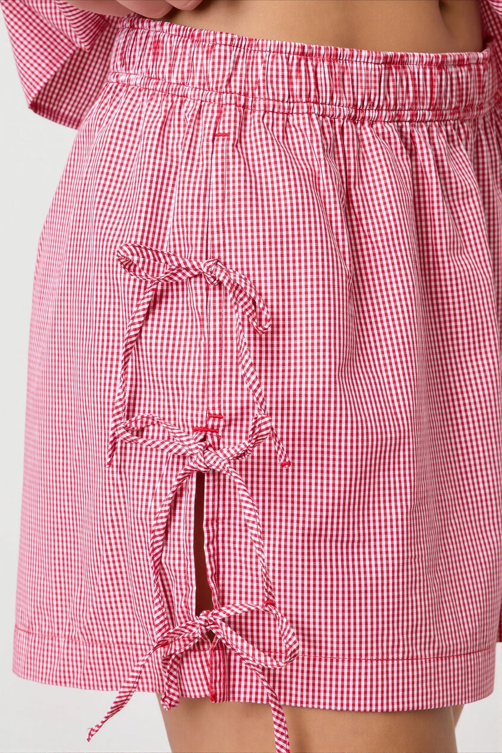 Stripe Bow Elastic Waist Casual Shorts image 6