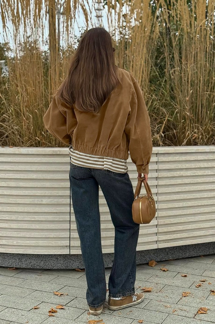 Vintage Suede Zip Front Relaxed Jacket image 9