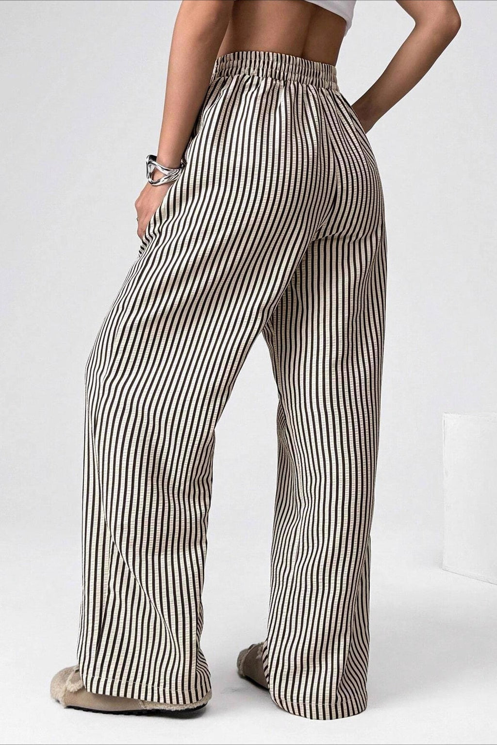 High Waist Striped Casual Pants image 3