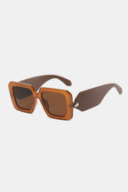 Cora Square Sunglasses detail view styled for Avrienne