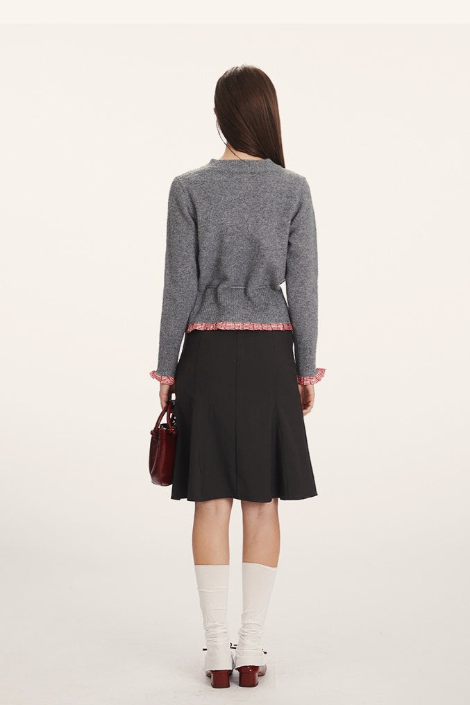 Panel-Design Waist-Cinched Slim Knit Cardigan image 7